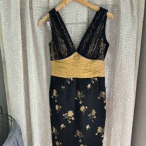 Phoebe Couture Black and Gold Backless Dress